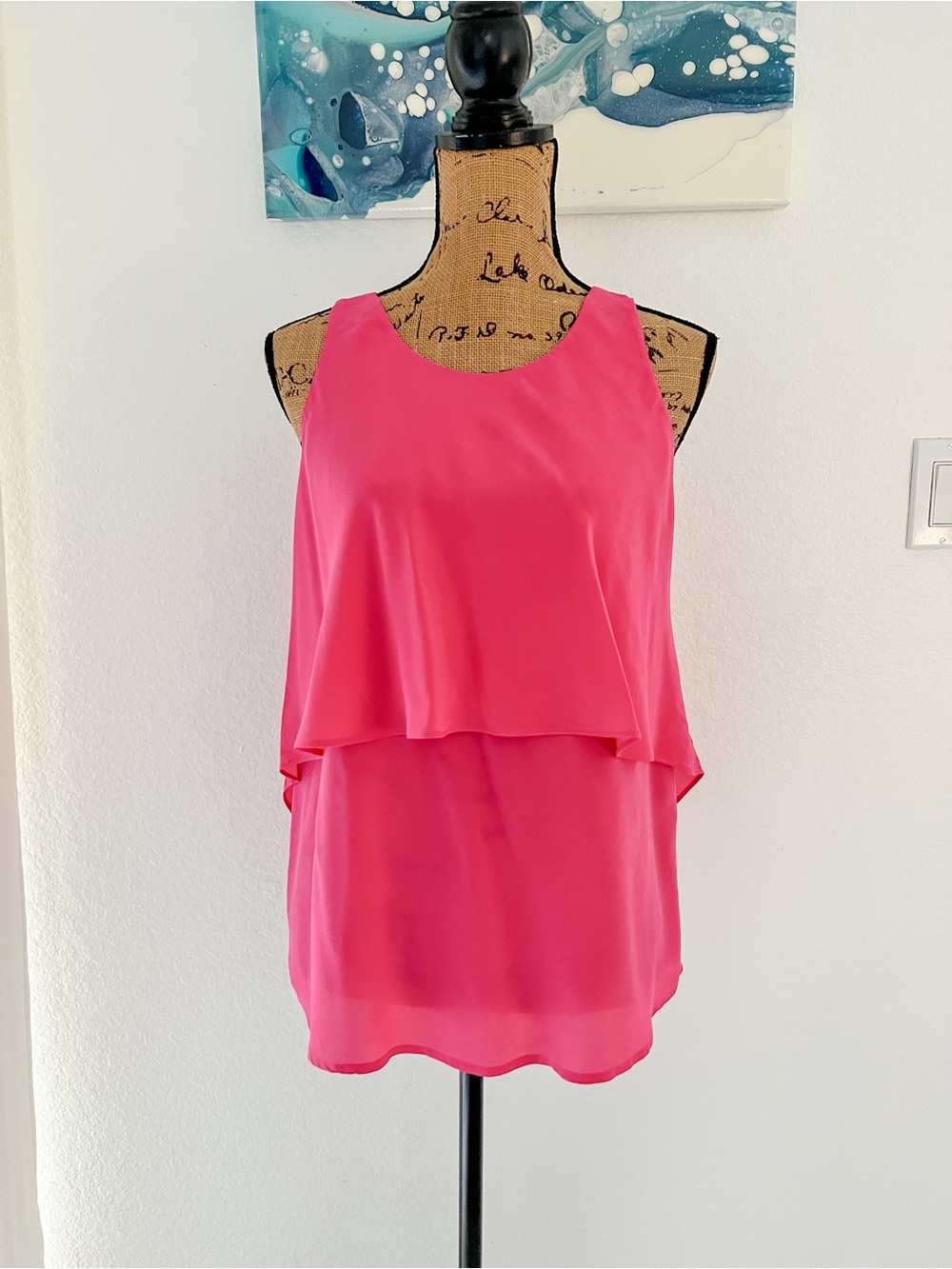Layered Silk Sleeveless Top - Hot Pink
